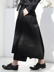 High Elastic Waist Black Irregular Bandage Wide Leg Pants New Loose Fit Trousers Women Fashion Spring Autumn voguable