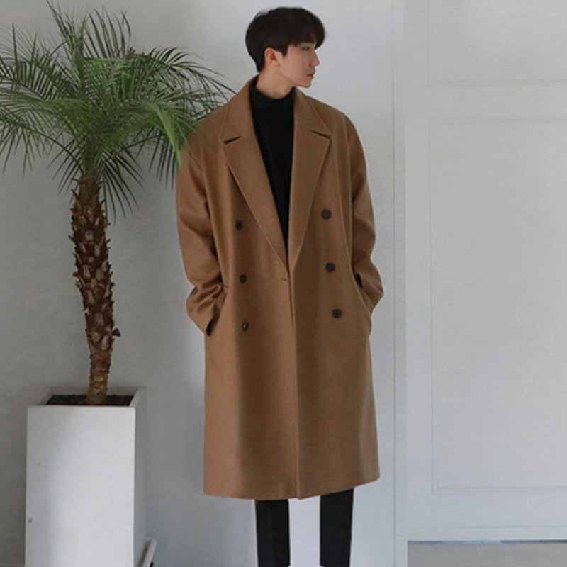 Autumn Winter Medium Length Coat Thickened Fashionable Woolen Coat Korean Loose Casual Double Breasted Clothes 9Y4774 voguable