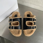 Low Shoes Ladies' Slippers Luxury Slides Fur Flip Flops Women Thongs Pantofle Designer Plush Hawaiian Soft Round Toe PU Fab voguable