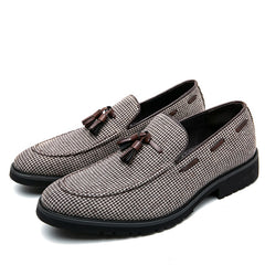 Loafers Men Brown Plaid Tassel Canvas Fashion Business Breathable Casual Free Shipping of Men Shoes Zapatos Hombre voguable