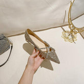 Shoes Thin Heels Rubber Low PU Slides Fabric Shallow Shoes Low PU Shallow Fabric Thin Heels Slides voguable