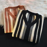 Sweater Vest Men Streetwear V-neck Baggy Cool Knitting All-match Preppy Harajuku Teens Fashion Striped Retro Japanese Stylish BF voguable