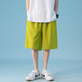 Summer 4 Color Pleated Shorts Men Fashion Casual Breathable Ice Silk Shorts Men Loose Straight Beach Shorts Men Five-point Pants voguable