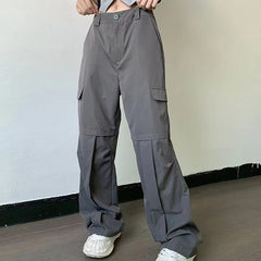 Voguable Solid Color Cargo Baggy Pants Woman High Street Harajuku Retro Women Bottoms Pants Casual Drape Sweatpants 90s Style Clothes voguable