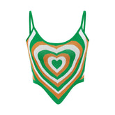 Y2k Women Knitted Camisole Fashion U-neck Striped Heart Backless Exposed Navel Vest Streetwear voguable