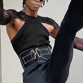 Voguable American Style New Men Vest T-shirts Suits Male Sexy Leisure Mesh Short Vests Hollow Out Long Sleeve Camiseta S-5XL INCERUN 2022 voguable