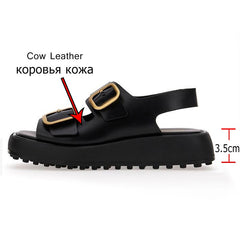 Voguable 2022 INS New Women Real Leather Sandals Woman Buckle Shoes Fashion Party Daily Female Footwear Size 34-40 voguable
