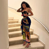 Women Stunning Sexy Mesh Aesthetic Print Skirts Irregular Shape Unique Style Side Lace Clothing Clubwear Female Outfit voguable