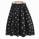 High Elastic Waist Black Vintage Dot Corduroy Long Half-body Skirt Women Fashion Tide New Spring Autumn voguable