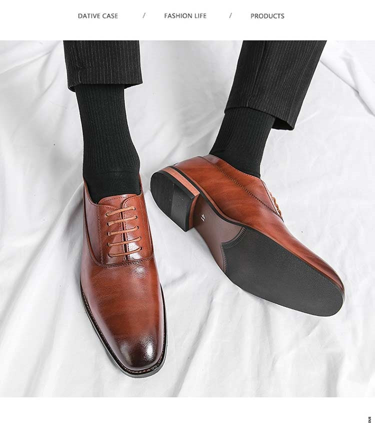 Oxford Shoes Men Shoes British Solid Color Glossy PU Classic Square Toe Lace-up Fashion Casual Wedding Party Dress Shoes CP38 voguable