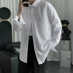 Shirts Men Long Sleeve Solid Simply Teens Handsome Gentle Fashion Clothing All-match Personal Japanese Kpop Streetwear Cozy Ins voguable