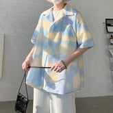 Summer Short Sleeve Shirt Men Fashion Casual Print Cloud Shirt Men Streetwear Loose Ice Silk Shirts Mens Hawaiian Shirt M-3XL voguable