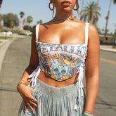 Women Fashion Graphic Printed Sleeveless White Crop Tank Tops Camis Summer Clothes Wholesale Items For Business voguable