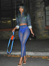 Voguable Mesh See Through Pants Women 2021 Hot Sexy High Waist Patchwork Sheer Leggings Body-shaping Baddie Style Skinny Trousers voguable