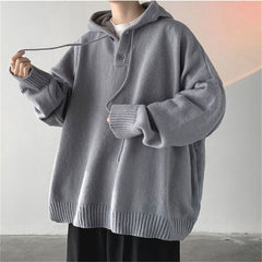 Men's Hooded Sweaters Spring Autumn Fashion Pullover Loose Solid Knitted Sweater Korean Tide Streetwear Men Knitwear Hoodies voguable