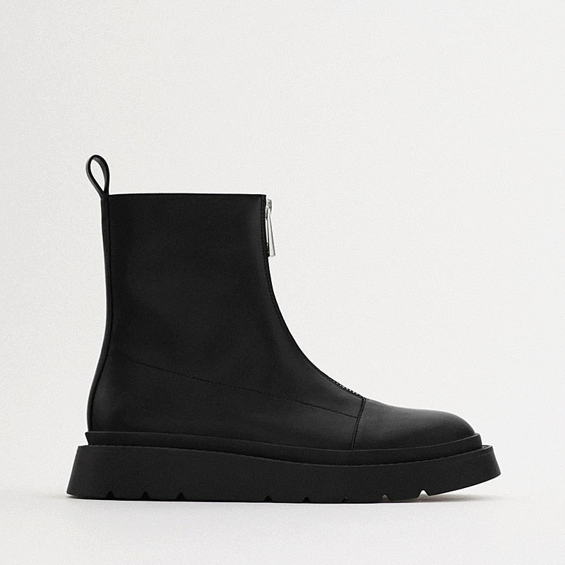 Women's Rubber Boots Boots-Women Luxury Designer Female Shoes Round Toe Clogs Platform Rain Black Mid-Calf Fashion Ladies voguable