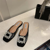 Shoes Slippers Flat Mules For Women Slides Jelly Flip Flops Lady Loafers Fashion Low Cover Toe Glitter Girl Soft Luxury Fab voguable