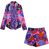 Voguable 2022 Print Button Up Shirt Women Vintage Long Sleeve Top Female Streetwear Collared Shirt Woman Summer Elegant Blouses voguable