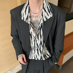 Zebra Striped Shirts Men Long Sleeve Streetwear Casual Baggy Camisa Temper Ins Japanese Harajuku Hip Hop Personality Korean Cozy voguable