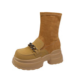 Rock Shoes Woman Boots Sexy Thigh High Heels High Sexy Winter Footwear Boots-Women Round Toe Black Rubber Stiletto Lolita Over- voguable