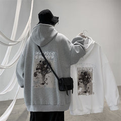 Autumn Vintage Rose Printed Men Hoodies Streetwear Casual Hooded Male Sweatshirts Korean Style Fashion Unisex Pullovers voguable