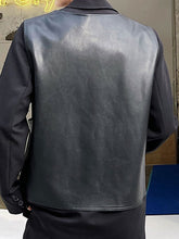 Loose Fit Black Pocket Pu Leather men waistcoat Casual Vest New V-collar Sleeveless Fashion Tide Spring Autumn voguable