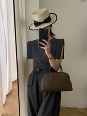 Summer Vintage Jumpsuits Women Korean Fashion Loose O-neck Wide Leg Pants Rompers Playsuits Chic Casual Overalls with Belt voguable