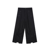 Men Pants Darkwear Pleats Loose Wide Leg Trousers Trend Solid Color New Autumn Fashion Pocket Male Japanese 9A5642 voguable