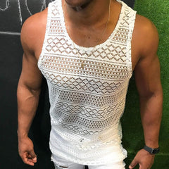 Voguable Men Tank Tops Hollow Out Sleeveless Shirts Summer Fashion Mens Clothing Slim Fit Gym Clothes Workout Vest Top Fashion 2022 voguable