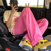 American Trend Y2k Parachute Casual Pants Mens Baggy Solid Color Quick Drying Cargo Pants Waterproof Ice Silk Straight Trousers voguable