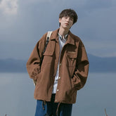 Jackets Men Cargo Teens Handsome Streetwear Dynamic Fashion Clothing Autumn American Stylish Retro Corduroy All-match Baggy Chic voguable