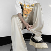 Summer New High Street Mens Ice Silk Pants Baggy Straight Slim Sweeping Trend Y2k Casual Pant Male Light Slide Trousers voguable