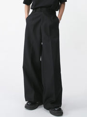 Men's Pants Wear Spring New Casual Trousers Medium Waist Male Trousers Loose Wide Legs Simple Solid Color 9A7038 voguable