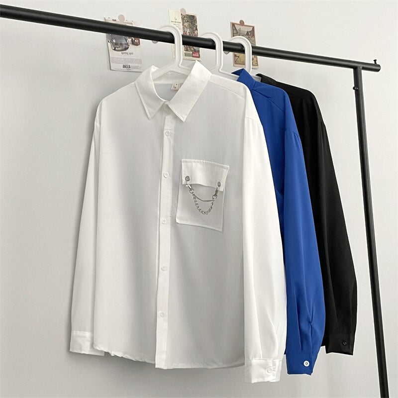 Sun Proof Shirts Men Long Sleeve Unisex Clothes Streetwear American Korean Fashion Camisas De Hombre Baggy Minimalist Handsome voguable