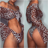 3 Piece Swimsuit Women Leopard Print Push Up Padded Bikini Brazilian Summer Bathing Suit voguable