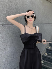 Summer Strap Jumpsuit Women  Korean Fashion Wide-Leg Pants Rompers Sleeveless Big Bow Overalls Combinaison Femme Elegante voguable