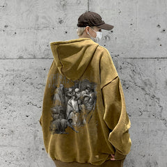Oversize Dark Style Graphic Men's Acid Washed Hoodies Y2K Vintage Streetwear Loose Man Sweatshirts Male Basic Pullovers voguable