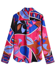 Voguable 2022 Print Button Up Shirt Women Vintage Long Sleeve Top Female Streetwear Collared Shirt Woman Summer Elegant Blouses voguable