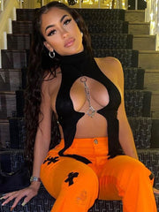 Sexy Halterneck Women's Crop Top Vest Solid color Fringed Knitted Vest Personalized Trend clothes for women Streetwear voguable