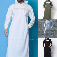 Voguable Men Jubba Thobe Islamic Clothing Arab Robes Kaftan Muslim Dress Saudi Arabia Abaya Blouse Kurta Fashion Hoodies Arabic Clothes voguable