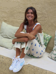 Voguable Cotton Linen Beige Folk Vintage Sleeveeless Women Sets Casual Crop Top Wide Leg Slip Pants Suits Summer Floral Sets voguable