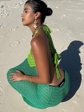 Voguable Crochet Maxi Dress Women Cut Out Sexy Beach Halter Backless Summer Long Dresses Female 2022 Party Elegant Knit Bodycon Vestidos voguable