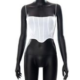 Sleeveless Spaghetti Strap Tank Tops White Black Backless Sexy Corset Crop Top Summer Women Casual Tube Bustier 2022 90s Camis voguable