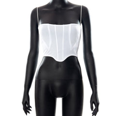 Sleeveless Spaghetti Strap Tank Tops White Black Backless Sexy Corset Crop Top Summer Women Casual Tube Bustier 2022 90s Camis voguable