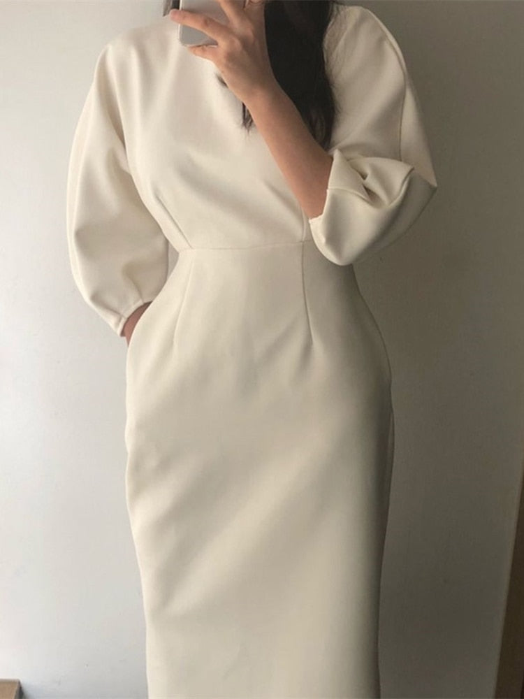 Women Quality Bodycon Party Dress New Arrivals White Midi Bodycon Celebrity Office Lady Elegant Casual Fashion Clothes voguable