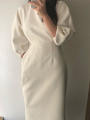 Women Quality Bodycon Party Dress New Arrivals White Midi Bodycon Celebrity Office Lady Elegant Casual Fashion Clothes voguable