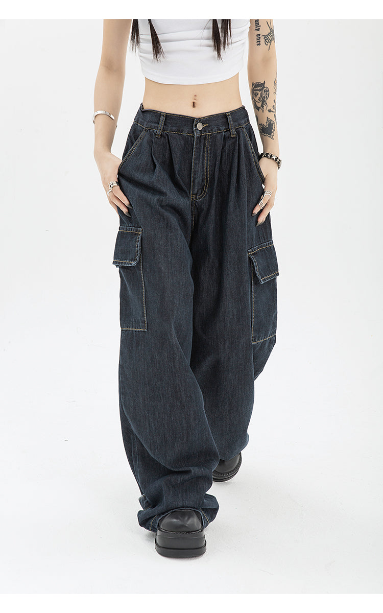 Voguable Harajuku Oversize Cargo Pants Women Japanese Streetwear Loose Wide Leg Trousers for Female Pockets Baggy Jeans Pant voguable