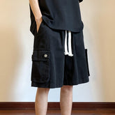 Summer Cotton Shorts Men Fashion Retro Pocket Shorts Japanese Mens Streetwear Hip-hop Loose Straight Shorts Men Cargo Pants voguable