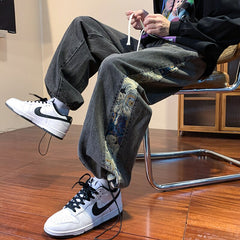 Patchwork Washed Jeans Men's Drawstring Baggy Fashion Brand Denim Pants Hip Hop Streetwear Harajuku Male Trousers voguable