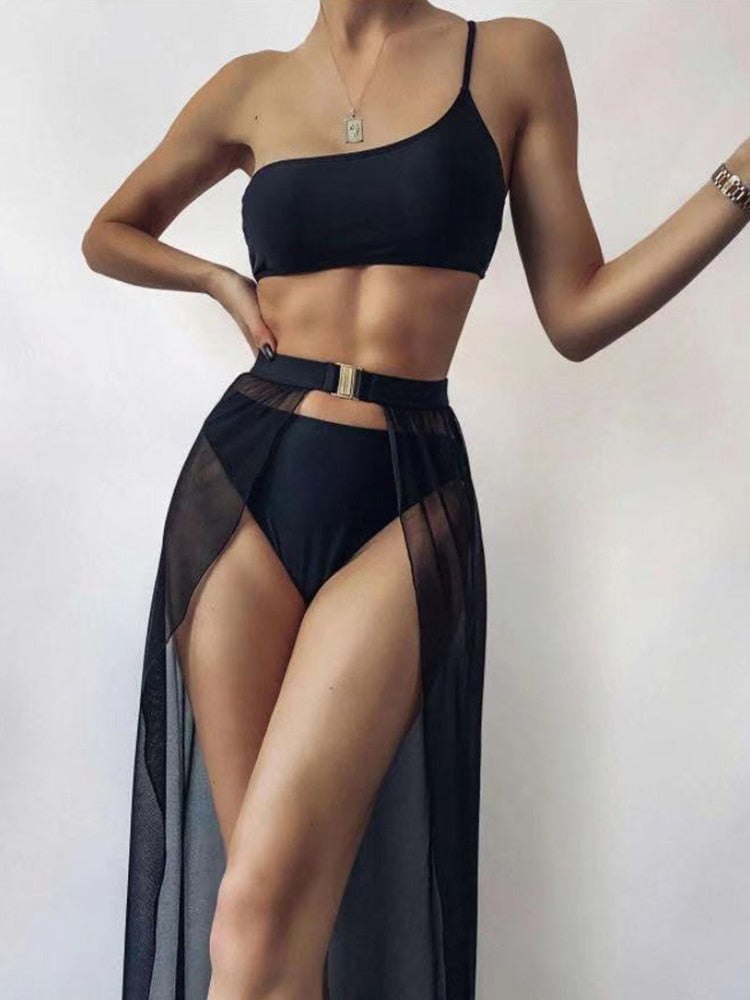 Voguable 2022 Sexy Three Pieces Bikini Set Women Swimsuit And Beach Cover Up Skirt Swimwear Female Bathing Suits Beachwear Swimming Suit voguable